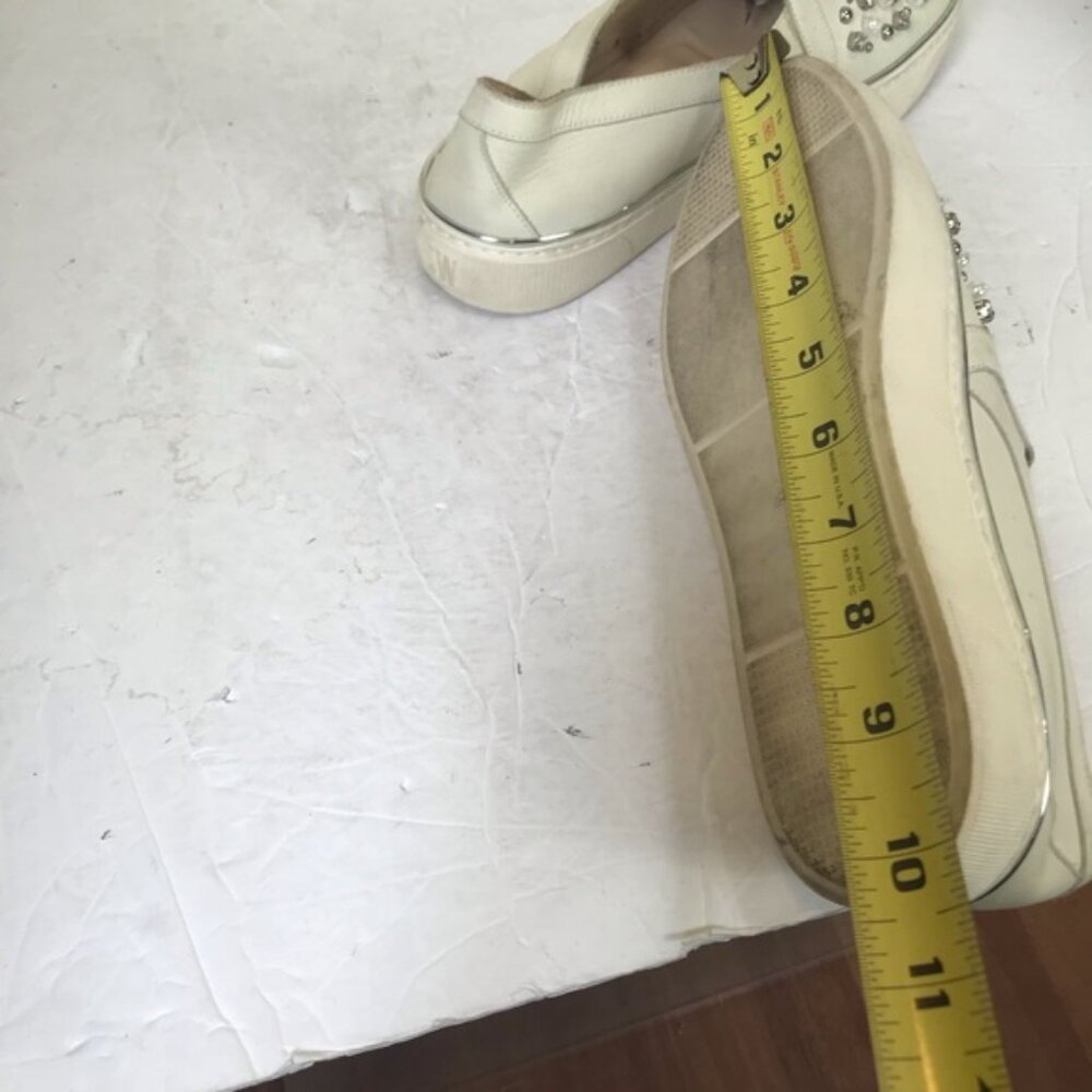 Stuart Weitzman Pearl Embellished Leather SlipOn Platform Sneakers Shoe Slides 7 - Picture 16 of 16